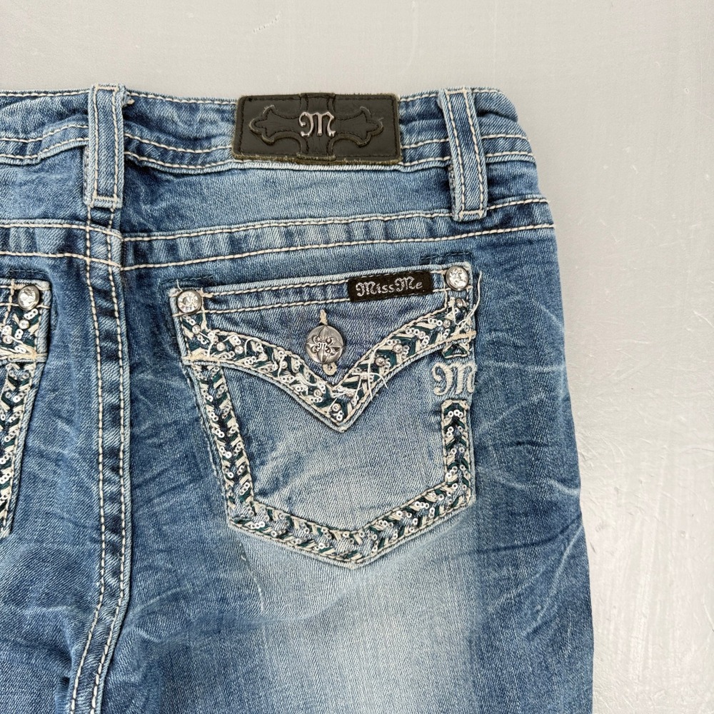 Miss Me Chloe Boot Jeans Womens 29 Medium Wash Sequin Embroidered M3273B MS59 - Picture 8 of 14